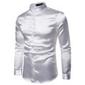 Mens Silk Shirt Long Sleeve Formal High Quality Collar Shirts White Button Open Casual Men'S Satin Shirts - Formal Shirt For Men.