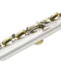 Western Concert Flute Cupronickel Plated Silver 16 Holes C Key Woodwind Instrument - silver. 