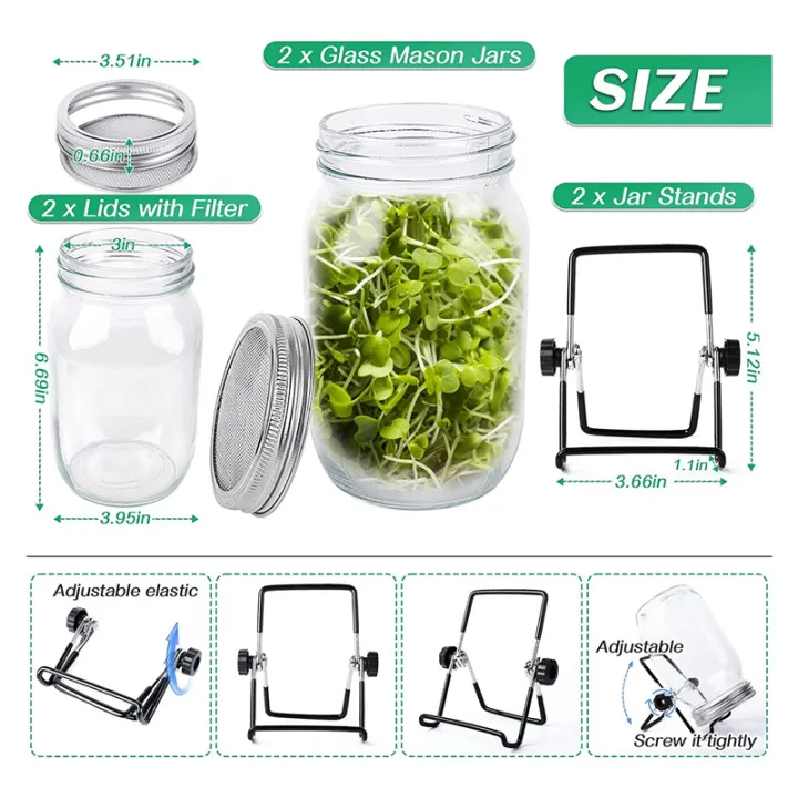 Seed%20Sprouting%20Jar%20Kit%20Sprout%20Maker%20Parts%20Sprout%20Maker%20with%202%20Wide%20Mouth%20Mason%20Jars%20Bean%20Sprouts%20Growing%20Kit%20Growing%20Jar%20with%20Mesh%20Screen%20Lids%20-%20Image%202