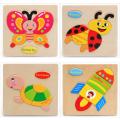 3X Wooden Blocks Animals Children Educational Toy Puzzle Cartoon Baby. 