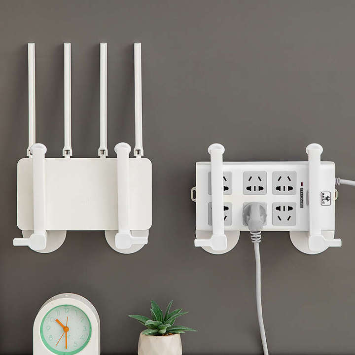 Non perforated wall wireless wifi router living room storage rack, insertion and fixation bracket, support bracket