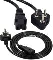 Power Cord 3 pin or 2 pin Round Shape 1.5 Meter Power Extension Cord Cable Compatible with All Desktops, Monitors, lLCDs, printer, scnner, TV, scanner, black, One Cable.