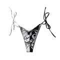 Women's Two-Piece Bikini, Patchwork Color Tie-Up Letter Pattern Bra + Printing Panties Split Swimsuit. 