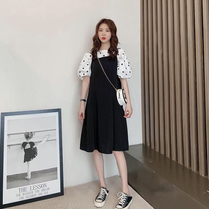 Fashion%20suit%20women's%202023%20Korean%20version%20of%20loose%20and%20thin%20polka%20dot%20top%20+%20slip%20dress%20two-piece%20set%20of%20slightly%20chubby%20women's%20clothing%20-%20Image%202