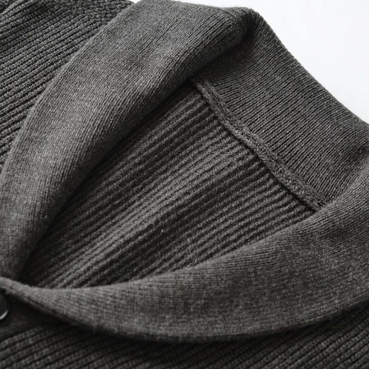 Men's%20Shawl%20Collar%20Cardigan%20Sweater%20Slim%20Fit%20Cable%20Knit%20Button%20up%20Black%20Merino%20Wool%20Sweater%20-%20Image%205