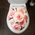 M536 Warm Personality Pink Rose Toilet Sticker Bathroom Toilet Cover Sticker Wall Stickers Wc For Home Decoration. 