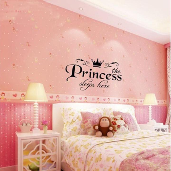 diy removable princess sleeps wall stickers art vinyl decals home baby girls room bedroom dormitory decor Cherry Super Store