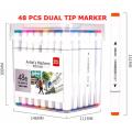 Deli E70803-48 Dual Tip Sketch Markers – 48 Colors, Brush & Chisel Tip Art Markers for Painting, Sketching, Calligraphy, Drawing & Coloring. 