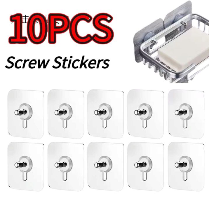 10Pcs Self Adhesive Invisible Screw Stickers for Home Kitchen Transparent Wall Screws for Cisco Cabinet Shelf
