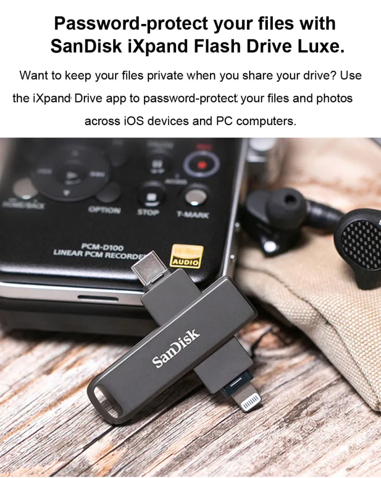 SanDisk Lightning USB Type-C iXpand Flash Drive Luxe 256GB The 2-in-1  Flash Drive 128GB 64GB For iPhone/ iPad Pro/Mac IX70N