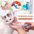 1PC Pet   Puppy ls Dispenser Feeding Kit Given Medicine Control Rods Home Universal Pet Medicine Feeder Push Dispenser - blue. 