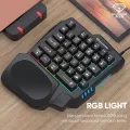 One Hand RGB Gaming Keyboard and Backlit Mouse Combo,USB Wired Rainbow Letters Glow Single Hand Mechanical Feeling Keyboard with Wrist Rest Support, Gaming Keyboard Set for Game. 