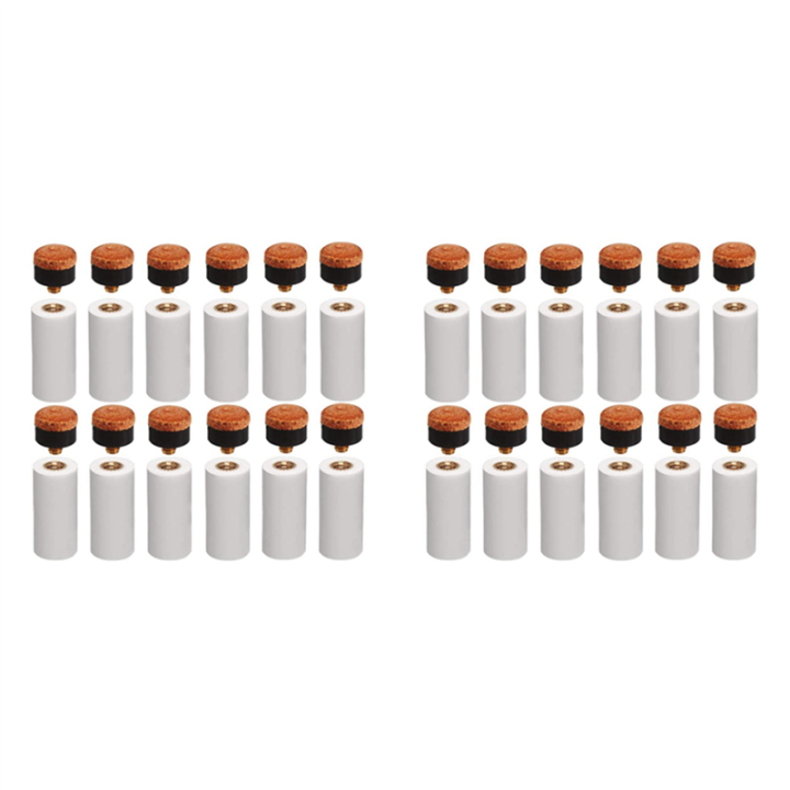 24 Sets 12MM Billiard Pool Cue Tips Brass Screw Replacement Tips with Pool Cue Ferrule for Snooker Pool Cues