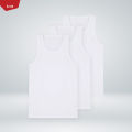 Men's 3 Pcs Pack Sleeveless Vests Cotton White Tank Top From Levin. 