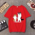 Korean Fashion South Korea Ulzzang Bf Cartoon God Annoying Dog Husky Couple Print T-Shirt Loose Student Short Sleeve Tide. 