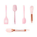 Mini kitchenware set of 5 pieces, integrated silicone scraper, food clip, egg beater, baking tool. 