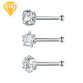 （New）3Pc Noe tud tar Heart tainle teel Cubic Zircon Noe Ring for Party. 