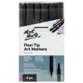 Mont Marte Flexi Tip Alcohol Art Markers 6pc - Grey Tones. 