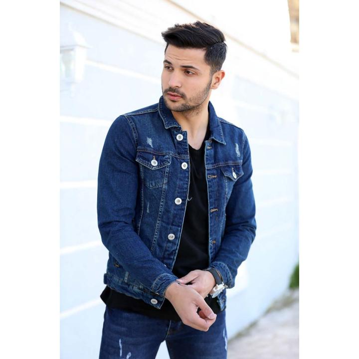 Navy Blue Fashionable Denim Jacket For Men