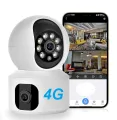 V380 Pro 4MP 4G Sim Supported Dual Lens Doll PTZ IP Camera 4G Night Vision Auto Tracking Two Way Voice CCTV Security Camera.