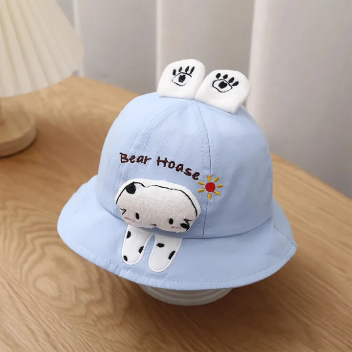 BeQeuewll%20Infant%20Boys%20Girls%20Fisherman%20Hat%203D%20Plush%20Cartoon%20Animal%20Bear/Dog/Tiger/Rabbit%20Wide%20Brim%20Sun%20Protection%20Cap%20Sunscreen%20-%20Image%205
