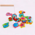 Moulty Wooden Magnetic Fishing Game Toys for Toddlers, Montessori Toys with 2 Magnet Poles 15 PCS Magnetic Fishing Toys for Boys and Girls.