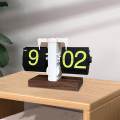 Digital Flip Down Clock Wood Base Retro Design Automatic Page.