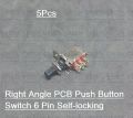 Right Angle PCB DPDT Double Pole Push Button Switch 6 Pin Self-locking -5pcs.