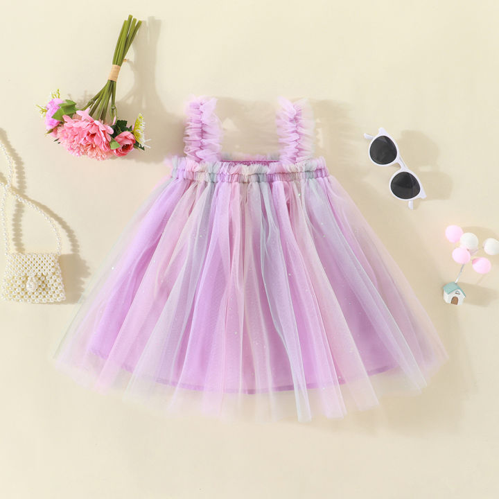 Summer New Baby Girl Dress Mesh Gauze Dress Children'S Clothing Suspender  Fluffy Dress Birthday Party Dress Sweet Princess Dress (0-3 Year Old Girl)  | Daraz.com.bd
