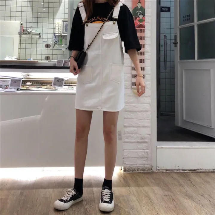 Summer%20Korean%20Style%20Large%20Size%20Loose%20Slimming%20Denim%20Suspender%20Skirt%20Women's%20Small%20All-Matching%20Youthful-Looking%20Suspenders%20Jumpsuit%20Short%20Skirt%20Fashion%20-%20Image%205