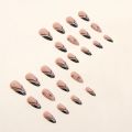 24Pcs/Box Almond Round False Nails Detachable Stiletto Nails Full Cover French Ballerina Women Girls Nail Tips Press Nails. 