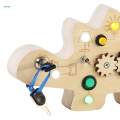 Toddlers Busy Board Switch Board Activities, Wood Rotating Gear Toy, Dinosaur Shape, Early Educational Basic Life Skills for Plane Travel Toy.