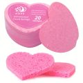 20 Pieces Facial Sponges Heart Shape Compressed Facial Natural Facial Cleansing Pads Exfoliating For Cleansing Reusable.
