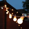 13m LED Globe Festoon Gtring Light Fairy Outdoor Wedding Garden Party Patio Decor String Light White Wire For Hang Camping--Transparent bulb-- 220V. 