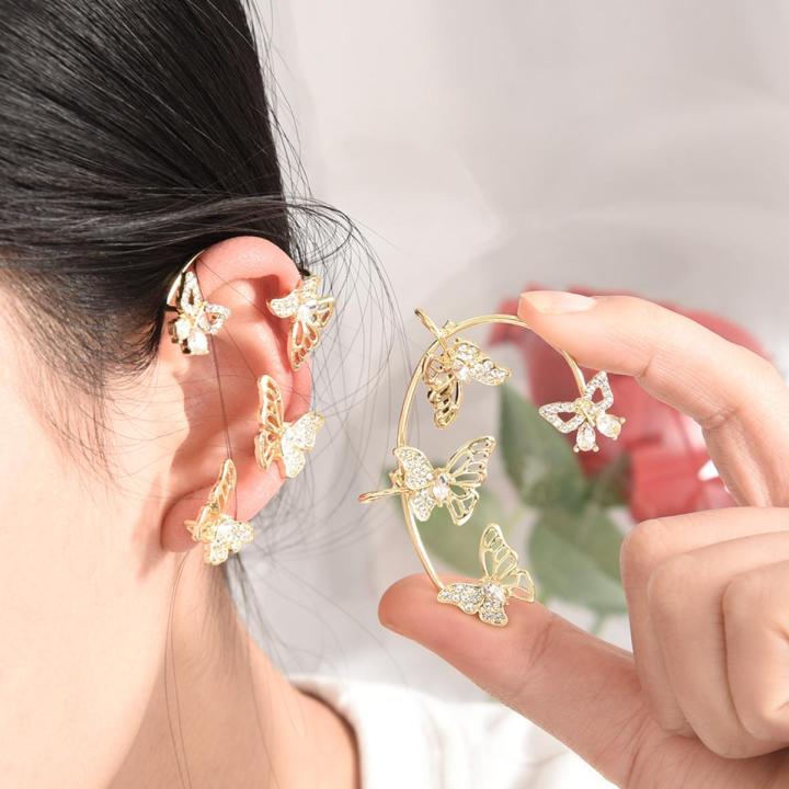 Zircon Butterfly Ear Cuff Tassel Clip On Earrings For Women Korea Style Copper Earring Jewelry I276739842 - View #6