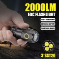 Powerful Mini EDC LED Flashlight 2000LM Super Bright Keychain Light USB Rechargeable Torch Camping Lantern with Power Indicator.