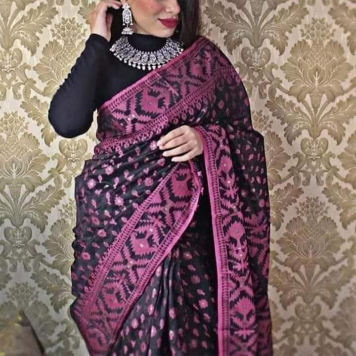 Exclusive Design Black Maroon Nakful Jamdani Sarees For Women Tangail Saree/Sare/Sari/Sharee/Shari By Nrisimha Group