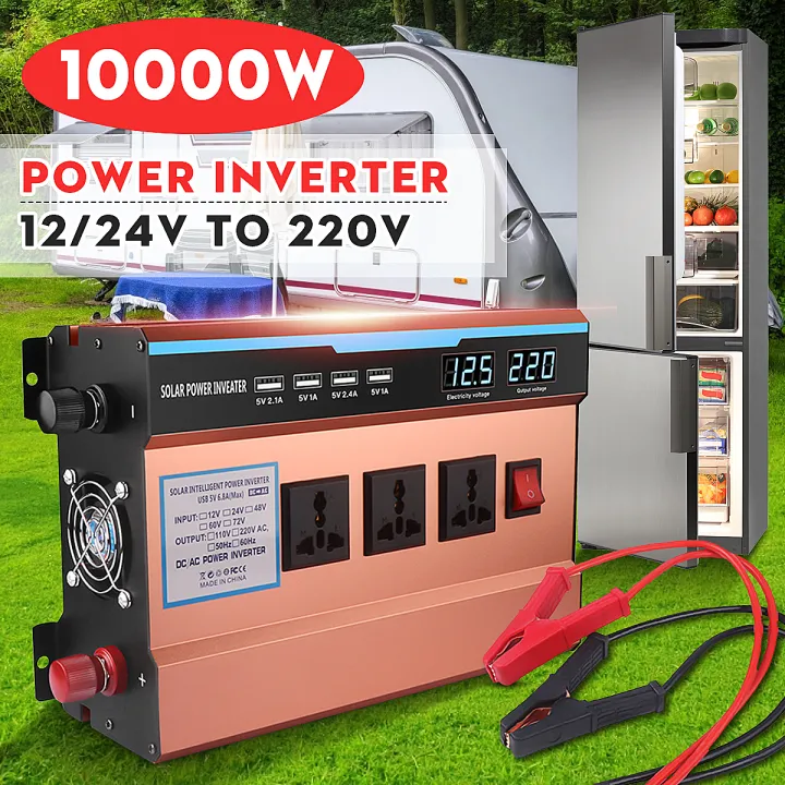 10000W Pure Sine Wave Power Inverter 12V DC to 220V Truck/RV Car/Home Solar -
