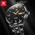 OLEVS  automatic mechanical   movementLuxurious stainless steel strap watch for men waterproof luminous calendar. 