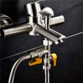 2X Brass Water Diverter 3 Way Shower Diverter Valve T Adapter Shower Shut-Off Valve for Showerhead and Shower Hose.