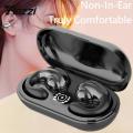 Tinzzi Painless Wear Earhook Bluetooth Headphones TWS Wireless Earbuds 9D Hifi Stereo Sound Ear Clip Handfree Call Earbuds with Charger Box. 