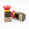 LA38 Emergency Push Button with Red Mushroom Head - Industrial Safety Stop Switch, 22mm Mounting Hole, 1NO1NC Contacts.