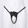 Mens Lingerie Crotchless T-back Underwear Rhinestone Metal Chain Pendant Embroidered Thongs Low Waist Sissy Briefs Underpants. 