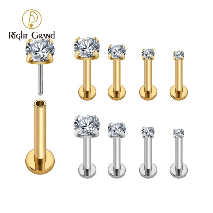 Right Grand ASTM F136 Titanium 18G/16G Threadless Push Pin Labret