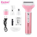 Kemei KM-6637 Multifunctional 4 in 1 Rechargeable woman body shaver Beard Eyebrow, Nose Trimmer set Female Electric shaver. 