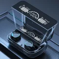 M10 TWS Earphone 9D Stereo LED Digital Display Touch CVC8.0 Digital Noise Reduction Technology (With 2000mAh Mini Power Bank Charging Box). 