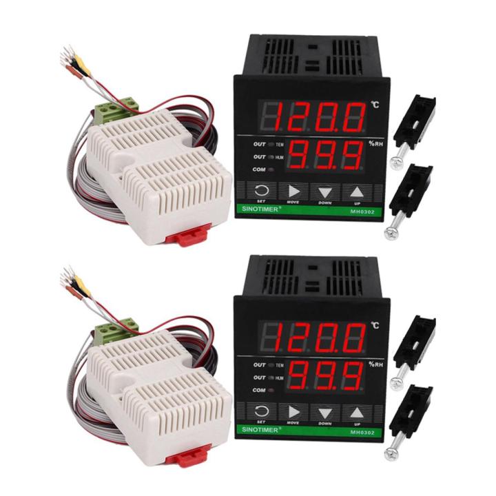 SINOTIMER 2X Temperature Humidity Controller, MH0302 Panel Mounted ...