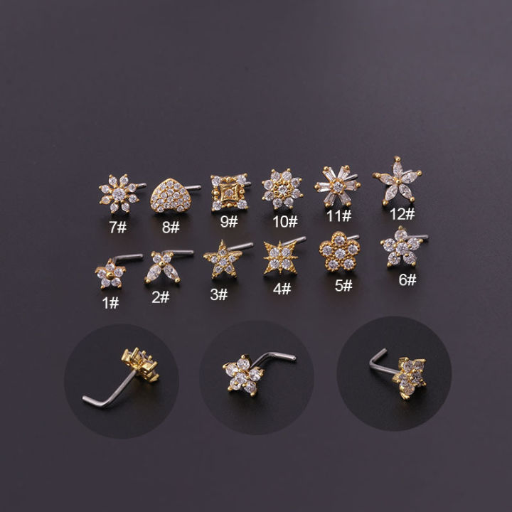 1PCS%20Crystal%20Flower%20Nose%20Stud%20L%20Shape%20Stainless%20Steel%20Cz%20Heart%20Nose%20Ring%20And%20Stud%20Butterfly%20Nose%20Ring%20Real%20Piercing%20Jewelry%20Lot%20-%20Image%202