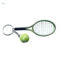 2Pcs Creative Sports Fan Key Ring Tennis Ball Racket Pendant Keychain Keyfob. 