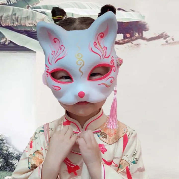 Kitsune%20Fox%20Mask%20Woman%20Cosplay%20Plastic%20Japanese%20Half%20Face%20Mask%20hanging%20on%20wall%20for%20Party%20Decoration%20Funny%20Children%20Anime%20Mask%20-%20Image%203